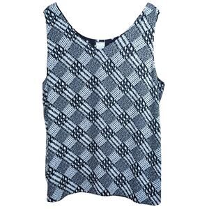 Chicos Reversible Sleeveless Tank Top Size 20/22 Black White Geometric Polka Dot